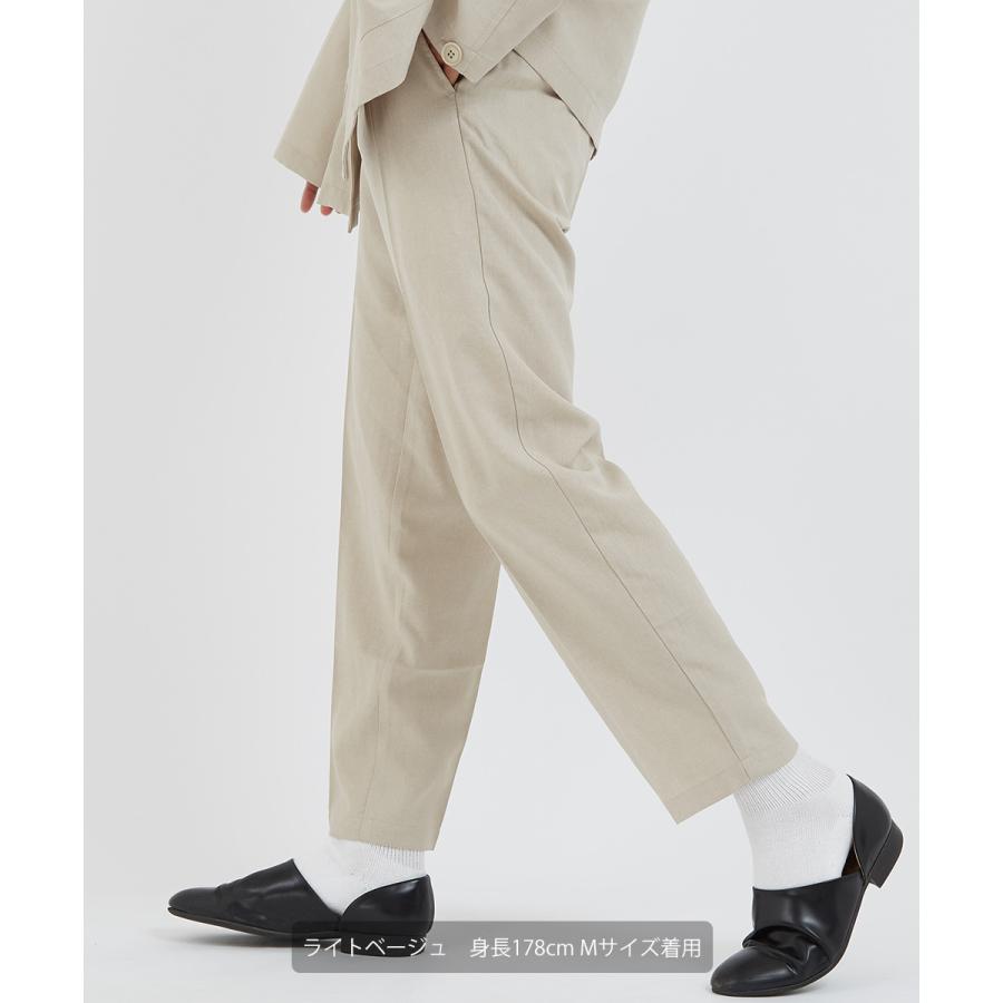 テーパードパンツ メンズ スラックス セットアップ可能 センタープレス ウエストゴム イージーパンツ ゆったり 大きいサイズ 黒 無地 improves | improves | 11