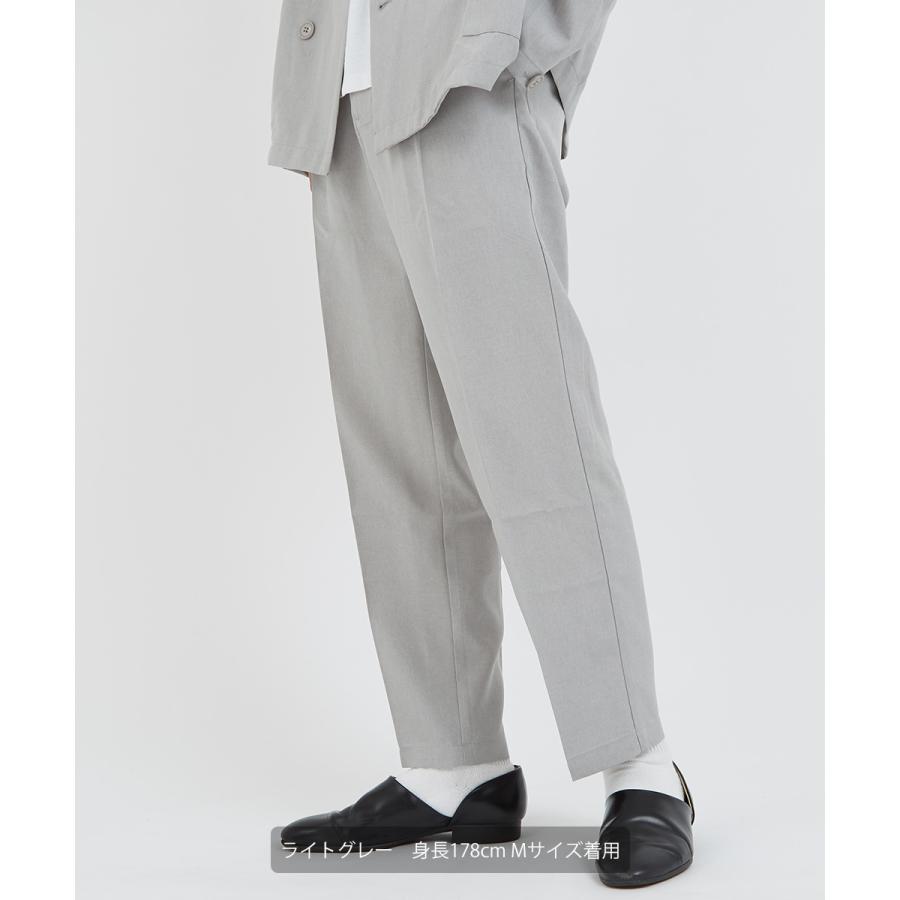 テーパードパンツ メンズ スラックス セットアップ可能 センタープレス ウエストゴム イージーパンツ ゆったり 大きいサイズ 黒 無地 improves | improves | 04