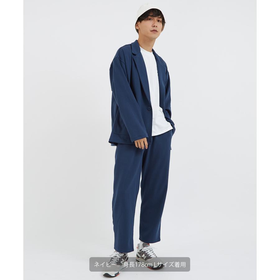 テーラードジャケット メンズ シングル 1つボタン 1B ポンチ スウェット ジャケット セットアップ可能 ビッグシルエット オーバーサイズ 大きいサイズ improves | improves | 08