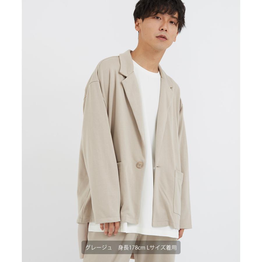 テーラードジャケット メンズ シングル 1つボタン 1B ポンチ スウェット ジャケット セットアップ可能 ビッグシルエット オーバーサイズ 大きいサイズ improves | improves | 09