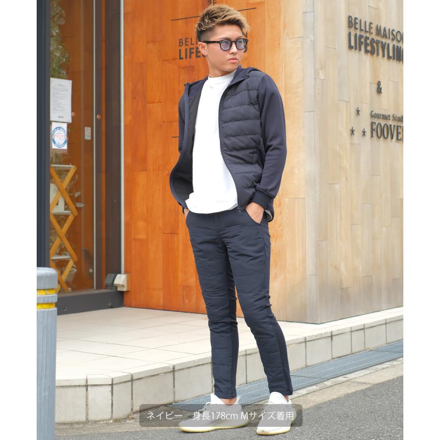ジョガーパンツ メンズ 裏起毛 ダウンフェザー入り ウエストゴム セットアップ可能 スリム ダウンパンツ カモフラ柄 迷彩柄 improves | improves | 10