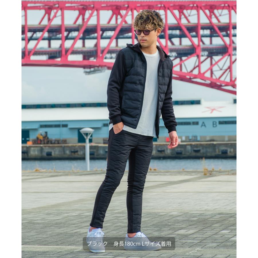 ジョガーパンツ メンズ 裏起毛 ダウンフェザー入り ウエストゴム セットアップ可能 スリム ダウンパンツ カモフラ柄 迷彩柄 improves | improves | 14