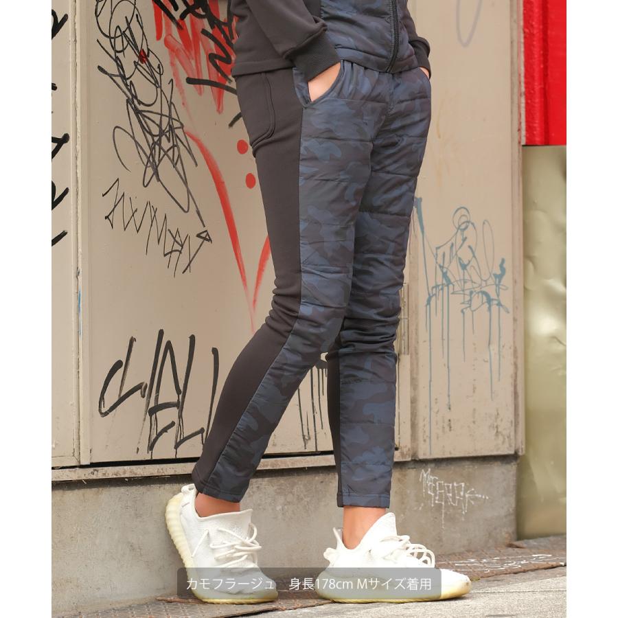 ジョガーパンツ メンズ 裏起毛 ダウンフェザー入り ウエストゴム セットアップ可能 スリム ダウンパンツ カモフラ柄 迷彩柄 improves | improves | 02