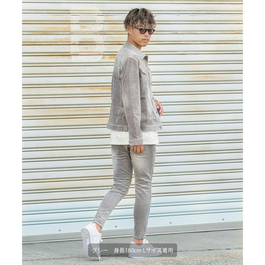 デニムジャケット メンズ コーデュロイ ジャケット Gジャン 細身 スリム ショート丈 ストレッチ シンプル 無地 improves | improves | 02