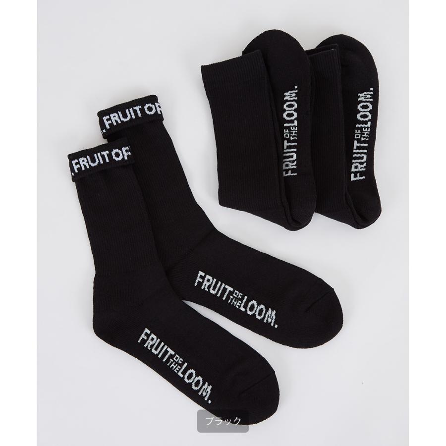 FRUIT OF THE LOOM フルーツオブザルーム ソックス メンズ 3足セット 無地 クルーソックス ハイソックス 黒 白 靴下 くつした ブランド | FRUIT OF THE LOOM | 02