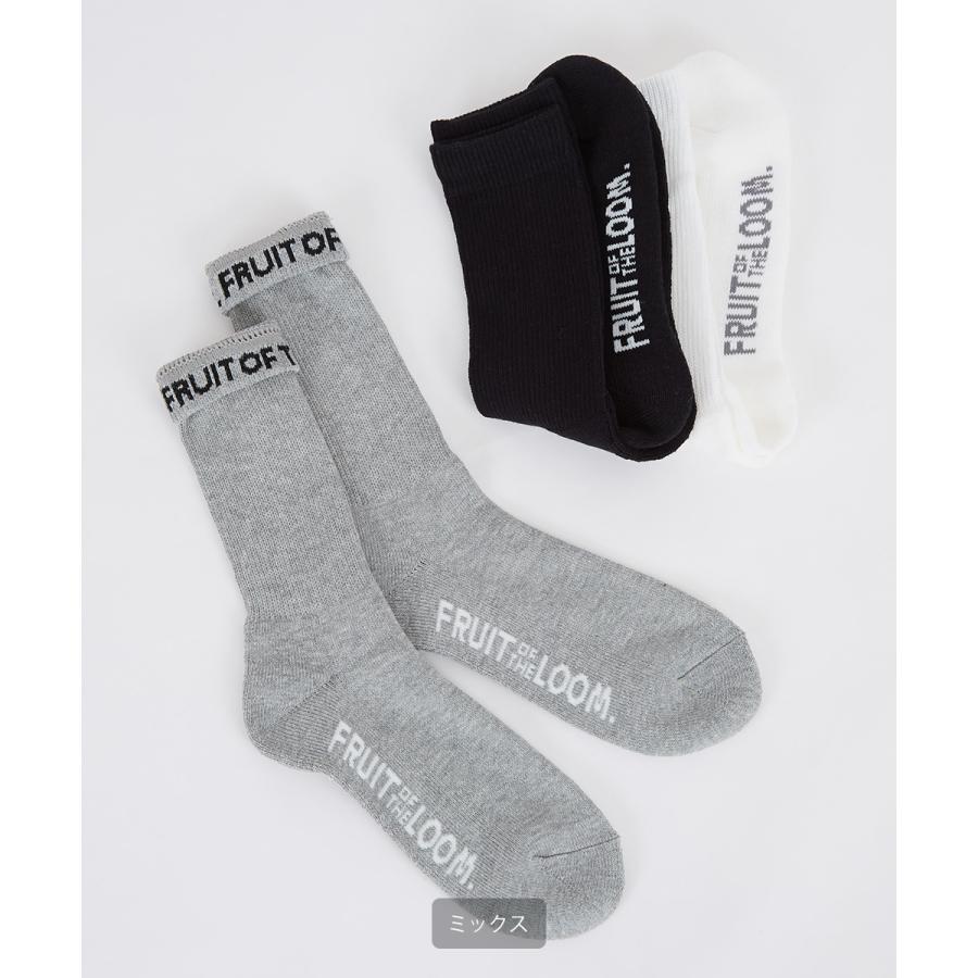FRUIT OF THE LOOM フルーツオブザルーム ソックス メンズ 3足セット 無地 クルーソックス ハイソックス 黒 白 靴下 くつした ブランド | FRUIT OF THE LOOM | 03