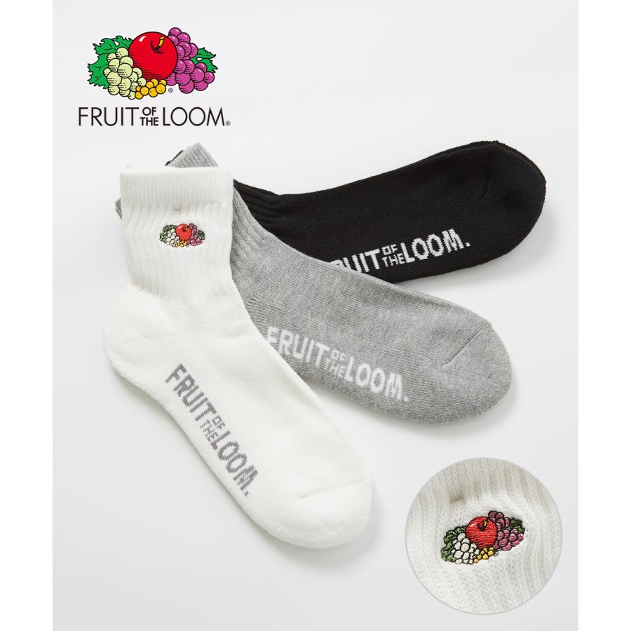 FRUIT OF THE LOOM フルーツオブザルーム ソックス メンズ 3足セット 無地 クルーソックス ショートソックス 黒 白 靴下 くつした ブランド | FRUIT OF THE LOOM