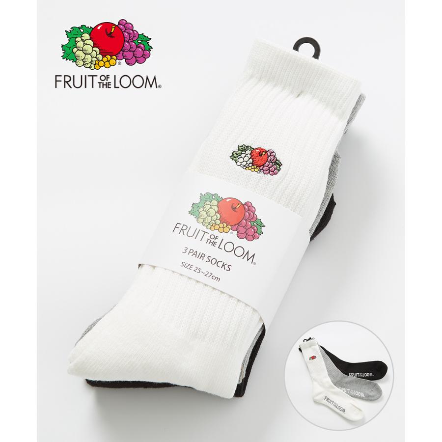FRUIT OF THE LOOM フルーツオブザルーム ソックス メンズ 3足セット 無地 ハイソックス 黒 白 靴下 くつした ブランド | FRUIT OF THE LOOM