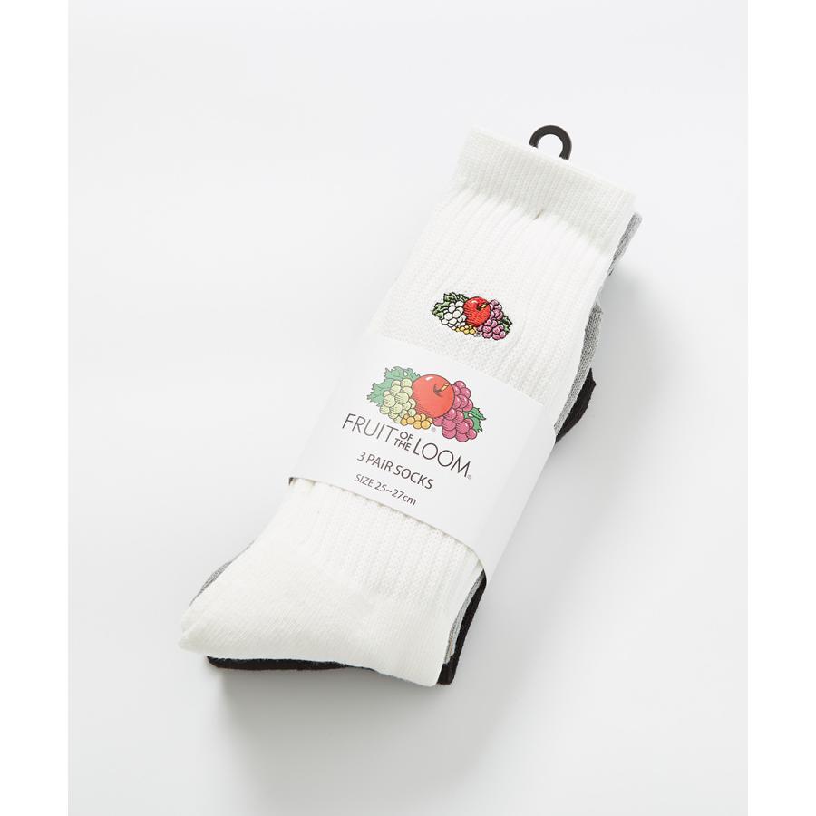 FRUIT OF THE LOOM フルーツオブザルーム ソックス メンズ 3足セット 無地 ハイソックス 黒 白 靴下 くつした ブランド | FRUIT OF THE LOOM | 01