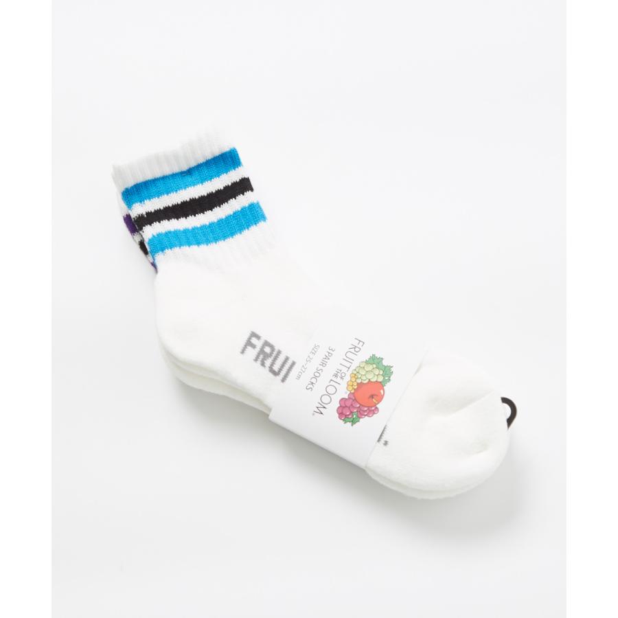 FRUIT OF THE LOOM フルーツオブザルーム ソックス メンズ 3足セット ライン ボーダー クルーソックス ショートソックス 靴下 くつした ブランド | FRUIT OF THE LOOM | 01