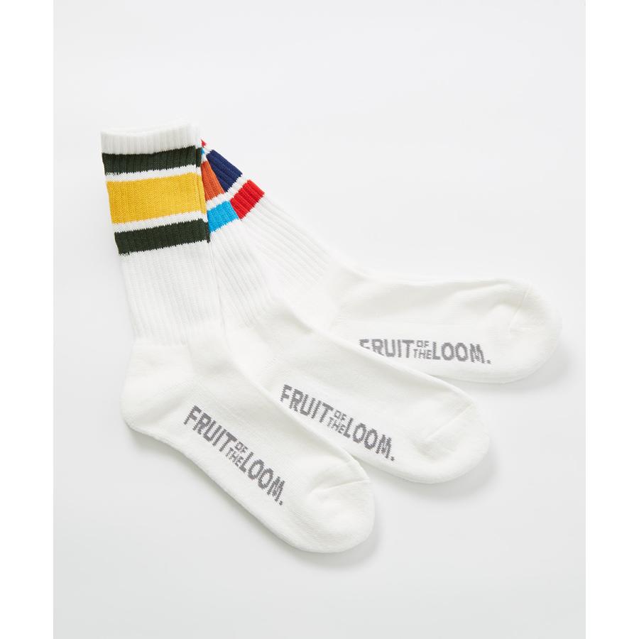 FRUIT OF THE LOOM フルーツオブザルーム ソックス メンズ 3足セット ライン ボーダー クルーソックス ハイソックス 靴下 くつした ブランド | FRUIT OF THE LOOM | 02