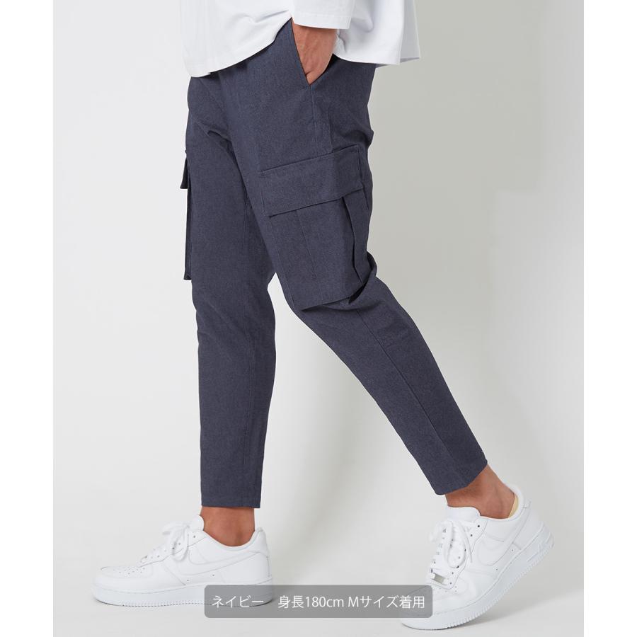 カーゴパンツ メンズ サルエル テーパード アンクル丈 ストレッチ 無地 黒 緑 青 アンクルパンツ ミリタリー キレイめ キレカジ シンプル improves | improves | 11