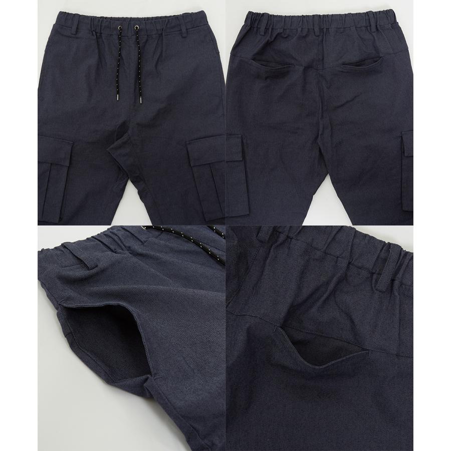 カーゴパンツ メンズ サルエル テーパード アンクル丈 ストレッチ 無地 黒 緑 青 アンクルパンツ ミリタリー キレイめ キレカジ シンプル improves | improves | 15