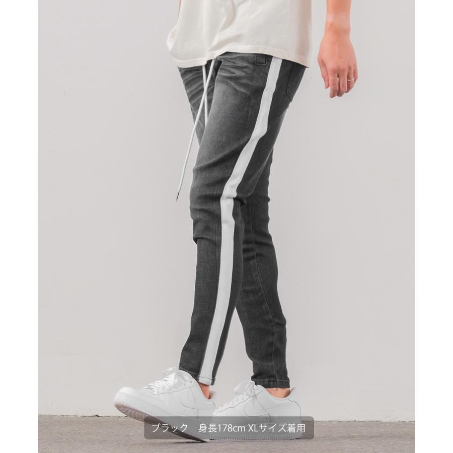 improves デニム メンズ ラインパンツ ウエストゴム サイド
