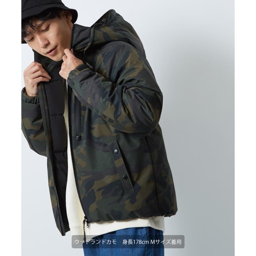 中綿ジャケット メンズ 防寒 撥水 ストレッチ スタンドネック フードジャケット 迷彩柄 カモフラ柄 無地 黒 緑 ダウンジャケット improves | improves | 02