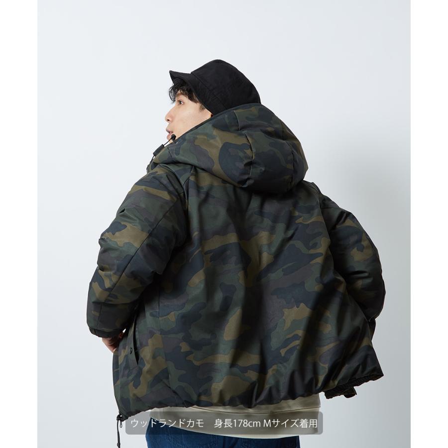 中綿ジャケット メンズ 防寒 撥水 ストレッチ スタンドネック フードジャケット 迷彩柄 カモフラ柄 無地 黒 緑 ダウンジャケット improves | improves | 03