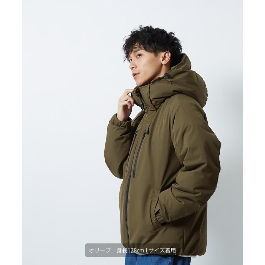 中綿ジャケット メンズ 防寒 撥水 ストレッチ スタンドネック フードジャケット 迷彩柄 カモフラ柄 無地 黒 緑 ダウンジャケット improves | improves | 08