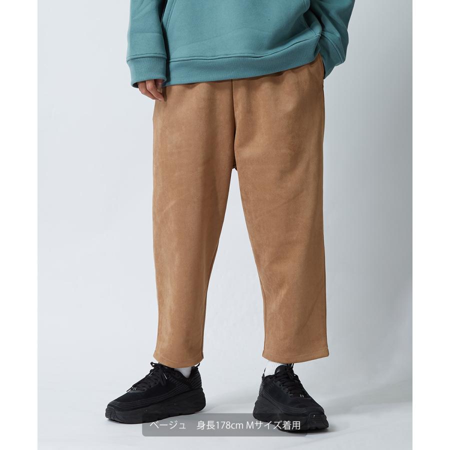 ワイドパンツ メンズ カットスエード オーバーサイズ セットアップ可能 ウエストゴム ビッグシルエット 大きいサイズ 無地 スウェード イージーパンツ improves | improves | 11