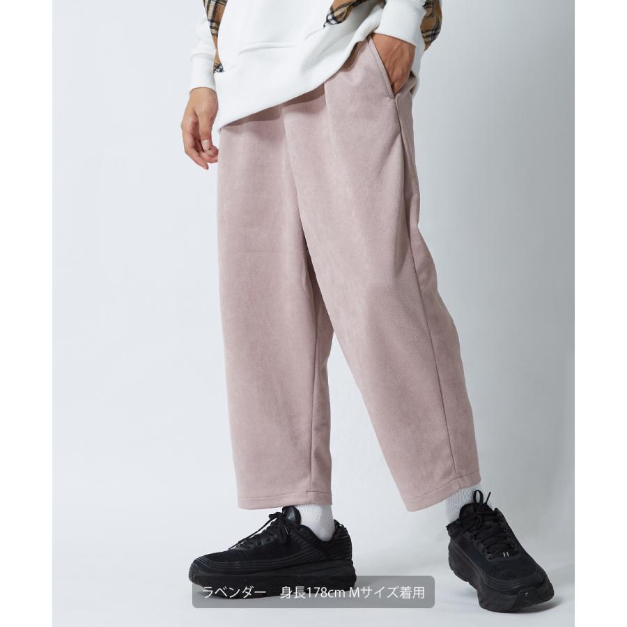 ワイドパンツ メンズ カットスエード オーバーサイズ セットアップ可能 ウエストゴム ビッグシルエット 大きいサイズ 無地 スウェード イージーパンツ improves | improves | 03