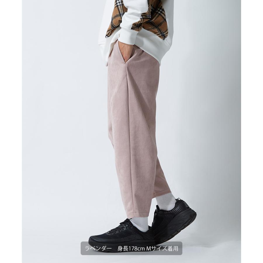 ワイドパンツ メンズ カットスエード オーバーサイズ セットアップ可能 ウエストゴム ビッグシルエット 大きいサイズ 無地 スウェード イージーパンツ improves | improves | 04