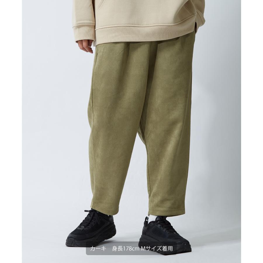 ワイドパンツ メンズ カットスエード オーバーサイズ セットアップ可能 ウエストゴム ビッグシルエット 大きいサイズ 無地 スウェード イージーパンツ improves | improves | 07