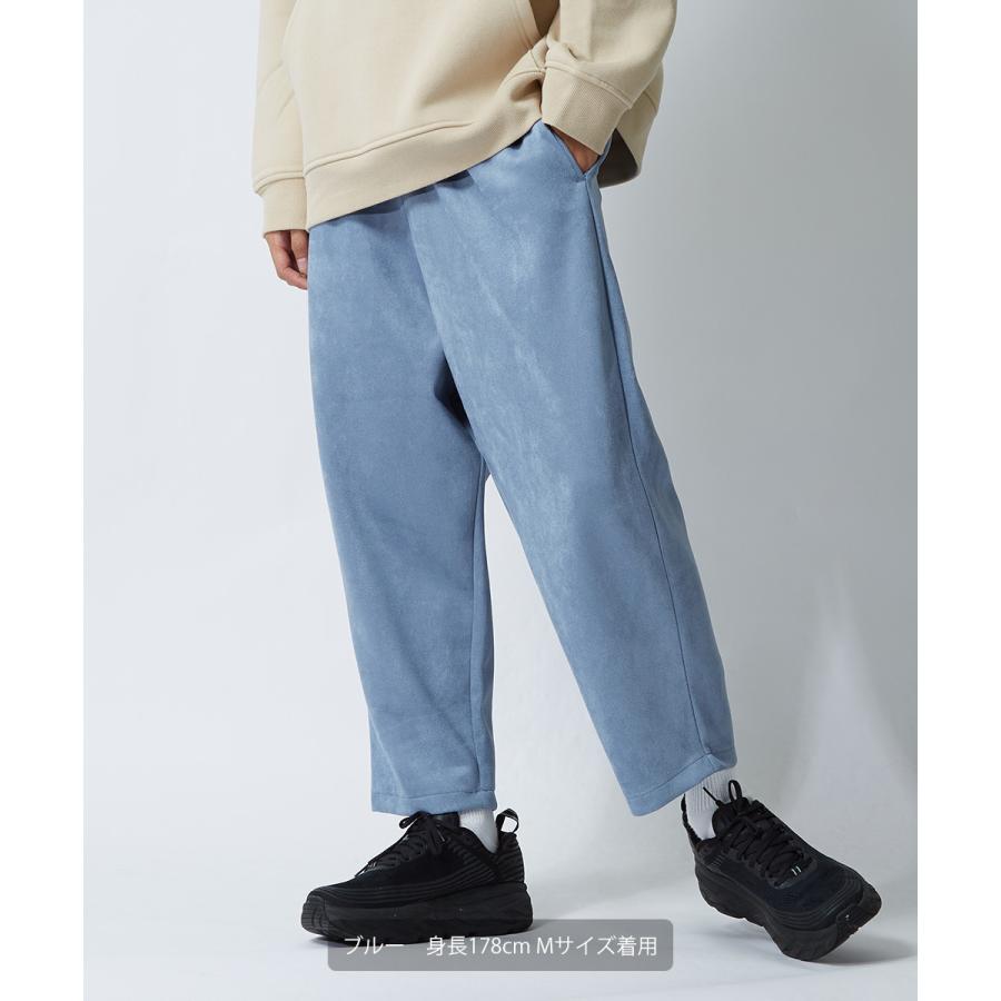 ワイドパンツ メンズ カットスエード オーバーサイズ セットアップ可能 ウエストゴム ビッグシルエット 大きいサイズ 無地 スウェード イージーパンツ improves | improves | 09