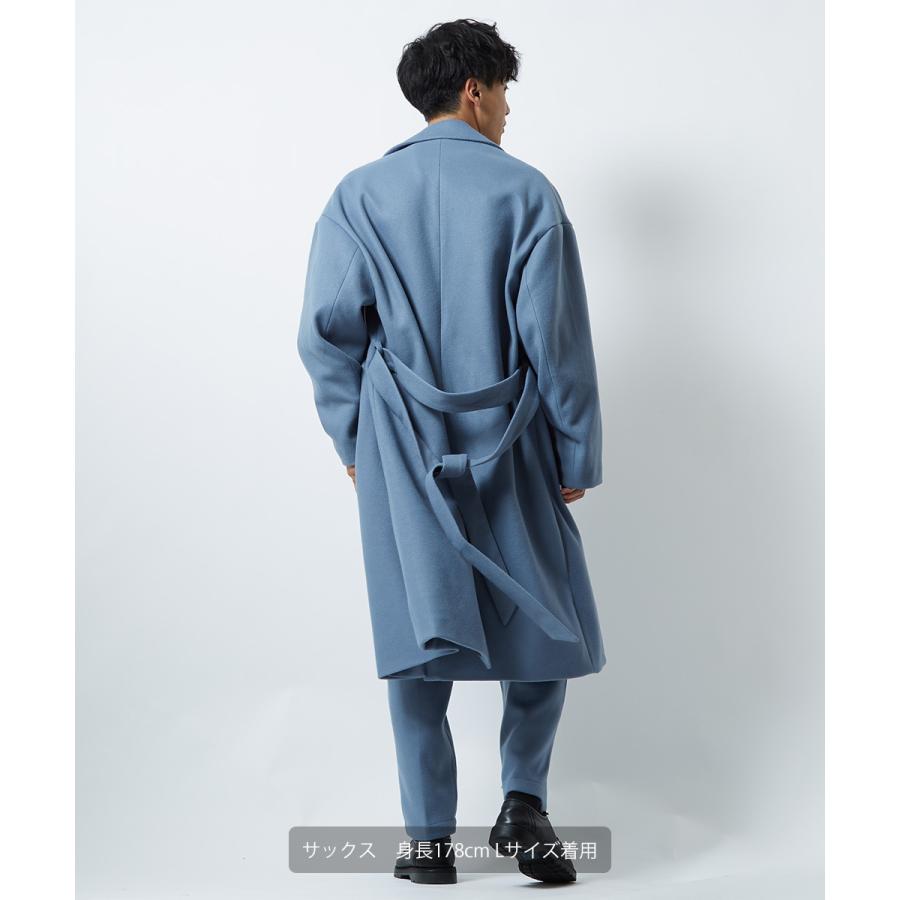 トレンチコート メンズ オーバーコート セットアップ可 ウールタッチ ロング丈 防寒 ビッグシルエット オーバーサイズ 大きいサイズ 無地 くすみカラー improves | improves | 06