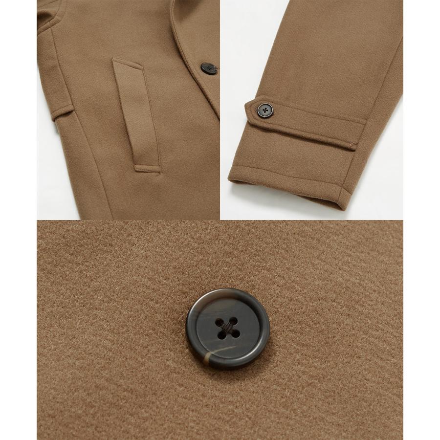 トレンチコート メンズ セットアップ可能 ウールタッチ ショート丈 Pコート 防寒 ゆったり 大きいサイズ 無地 くすみカラー ピーコート improves | improves | 18