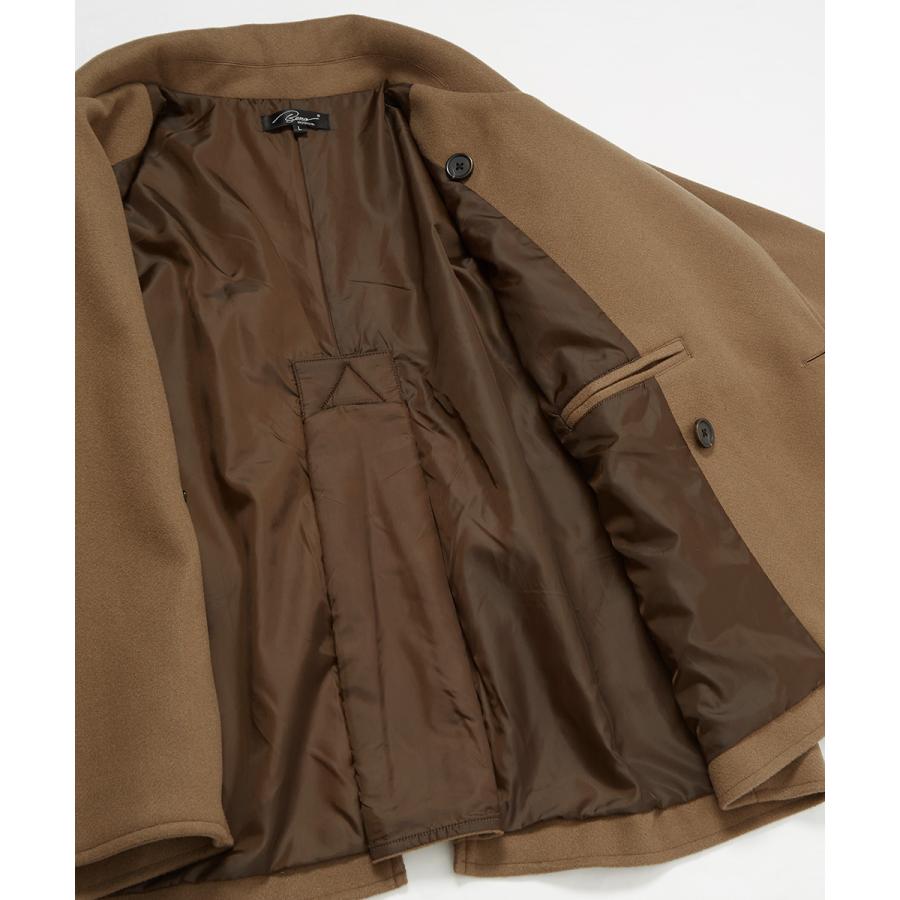 トレンチコート メンズ セットアップ可能 ウールタッチ ショート丈 Pコート 防寒 ゆったり 大きいサイズ 無地 くすみカラー ピーコート improves | improves | 19