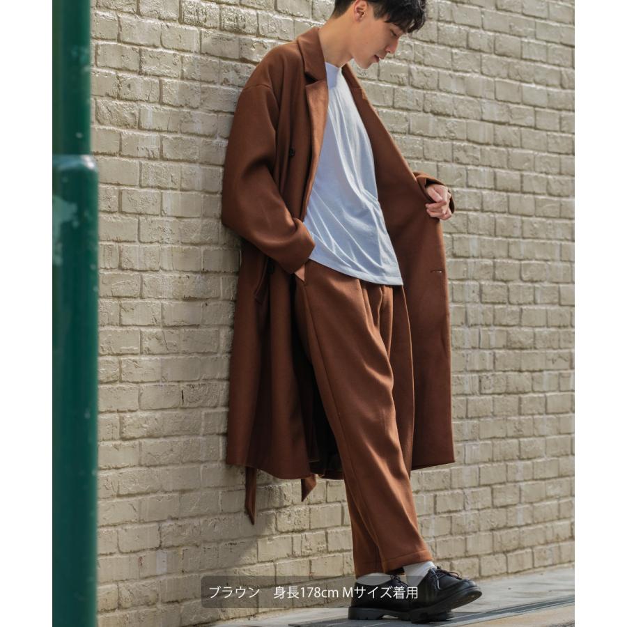 テーパードパンツ メンズ ウールタッチ アンクルパンツ 防寒 セットアップ可能 ウエストゴム くすみカラー 無地 黒 青 緑 アンクル丈 イージーパンツ improves | improves | 10