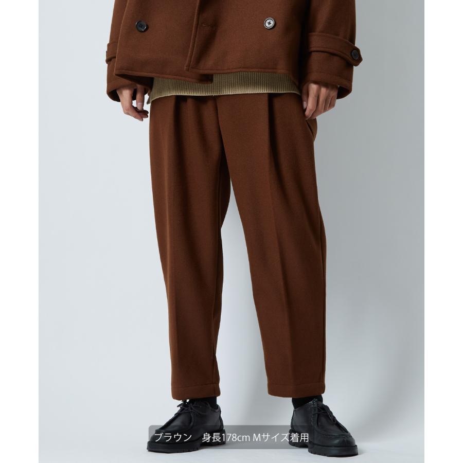 テーパードパンツ メンズ ウールタッチ アンクルパンツ 防寒 セットアップ可能 ウエストゴム くすみカラー 無地 黒 青 緑 アンクル丈 イージーパンツ improves | improves | 11