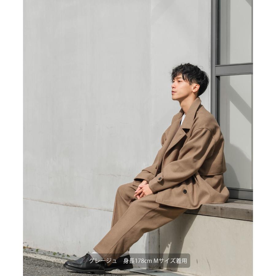 テーパードパンツ メンズ ウールタッチ アンクルパンツ 防寒 セットアップ可能 ウエストゴム くすみカラー 無地 黒 青 緑 アンクル丈 イージーパンツ improves | improves | 13