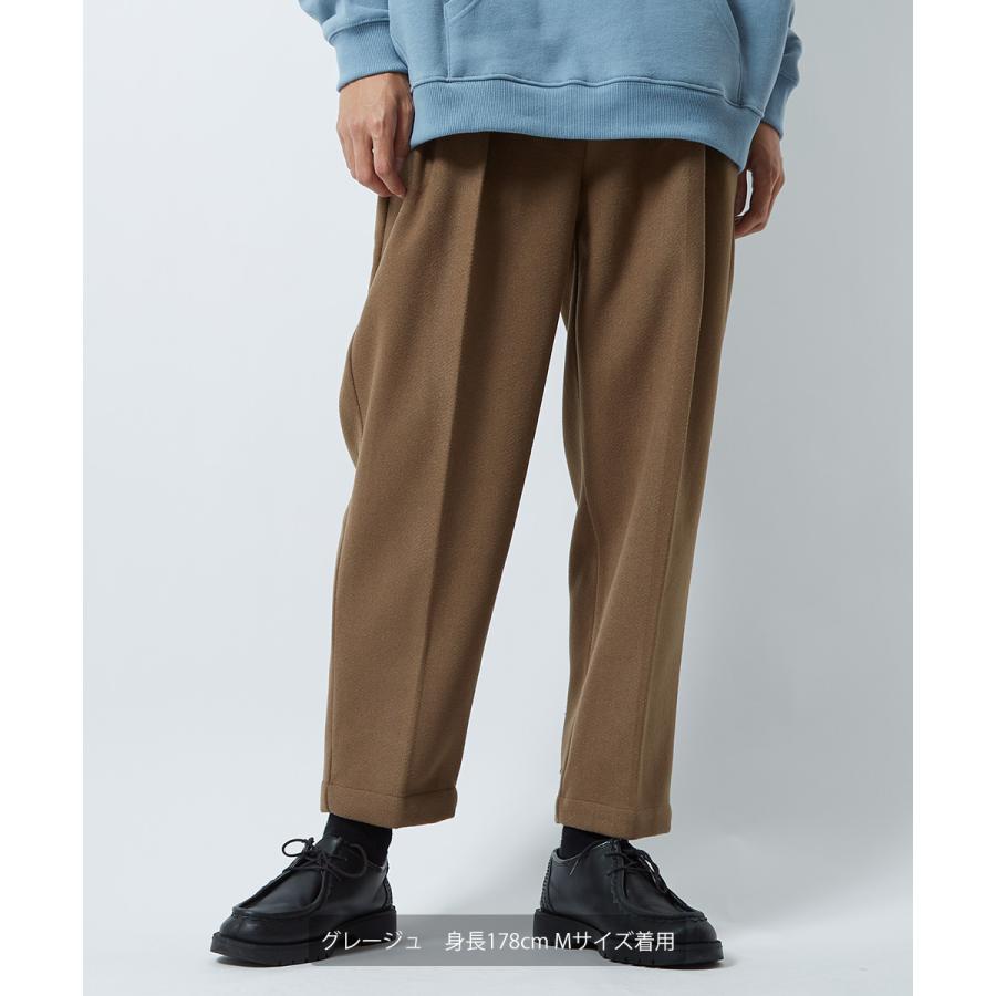 テーパードパンツ メンズ ウールタッチ アンクルパンツ 防寒 セットアップ可能 ウエストゴム くすみカラー 無地 黒 青 緑 アンクル丈 イージーパンツ improves | improves | 14