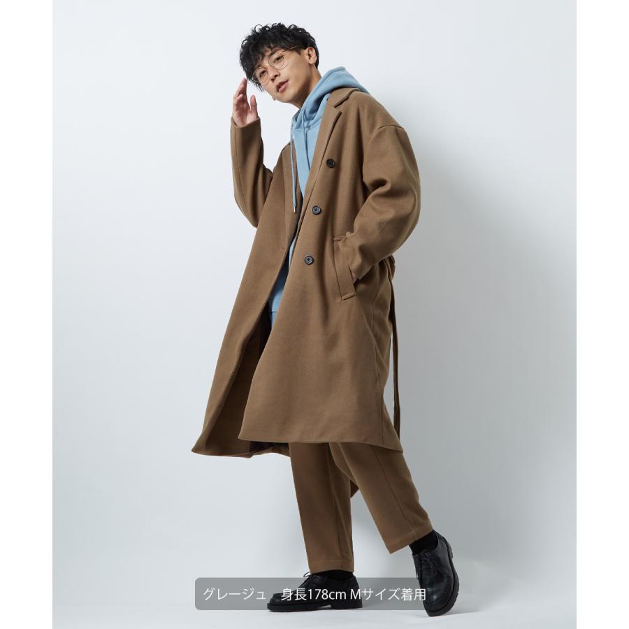 テーパードパンツ メンズ ウールタッチ アンクルパンツ 防寒 セットアップ可能 ウエストゴム くすみカラー 無地 黒 青 緑 アンクル丈 イージーパンツ improves | improves | 15