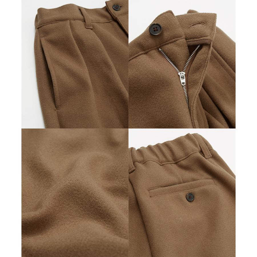 テーパードパンツ メンズ ウールタッチ アンクルパンツ 防寒 セットアップ可能 ウエストゴム くすみカラー 無地 黒 青 緑 アンクル丈 イージーパンツ improves | improves | 19