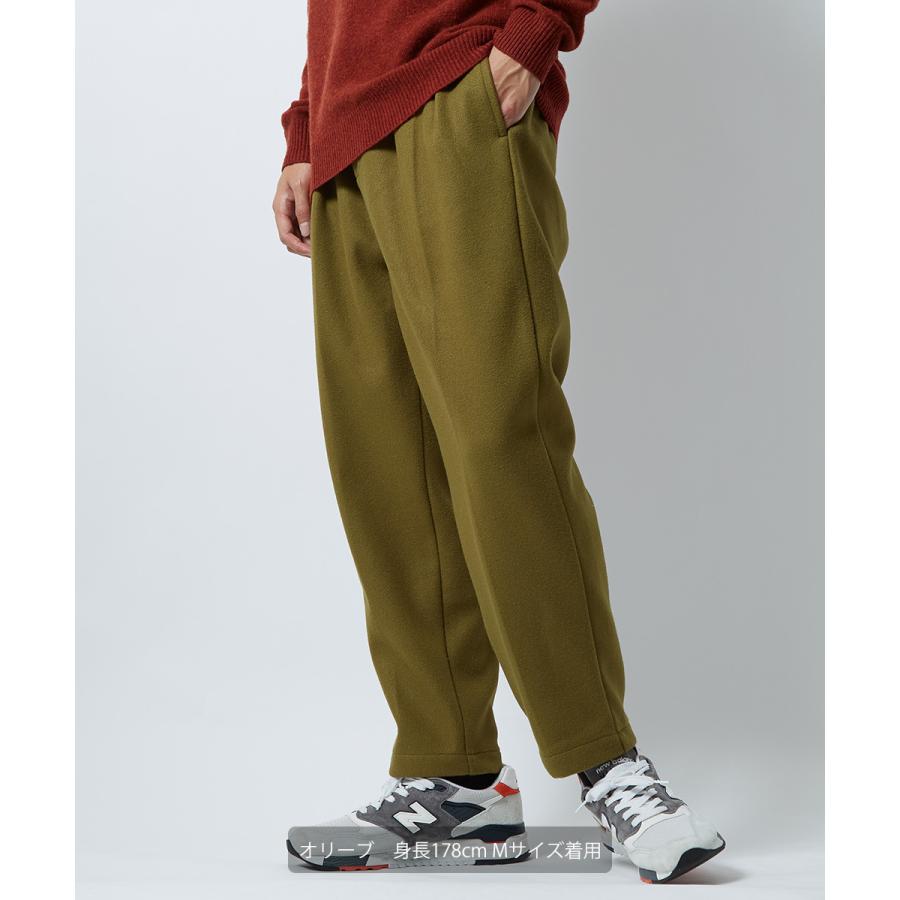 テーパードパンツ メンズ ウールタッチ アンクルパンツ 防寒 セットアップ可能 ウエストゴム くすみカラー 無地 黒 青 緑 アンクル丈 イージーパンツ improves | improves | 02