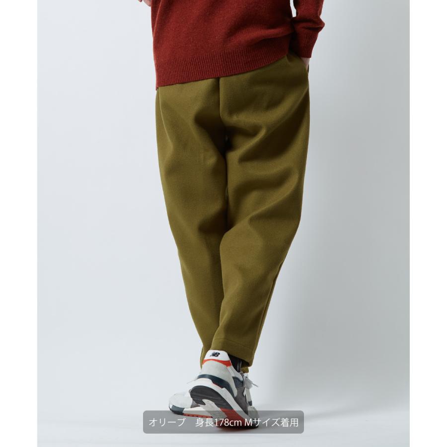 テーパードパンツ メンズ ウールタッチ アンクルパンツ 防寒 セットアップ可能 ウエストゴム くすみカラー 無地 黒 青 緑 アンクル丈 イージーパンツ improves | improves | 03