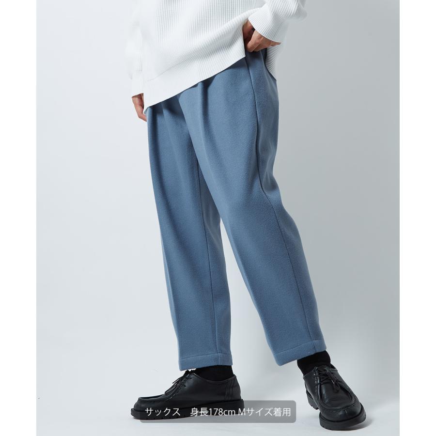 テーパードパンツ メンズ ウールタッチ アンクルパンツ 防寒 セットアップ可能 ウエストゴム くすみカラー 無地 黒 青 緑 アンクル丈 イージーパンツ improves | improves | 05