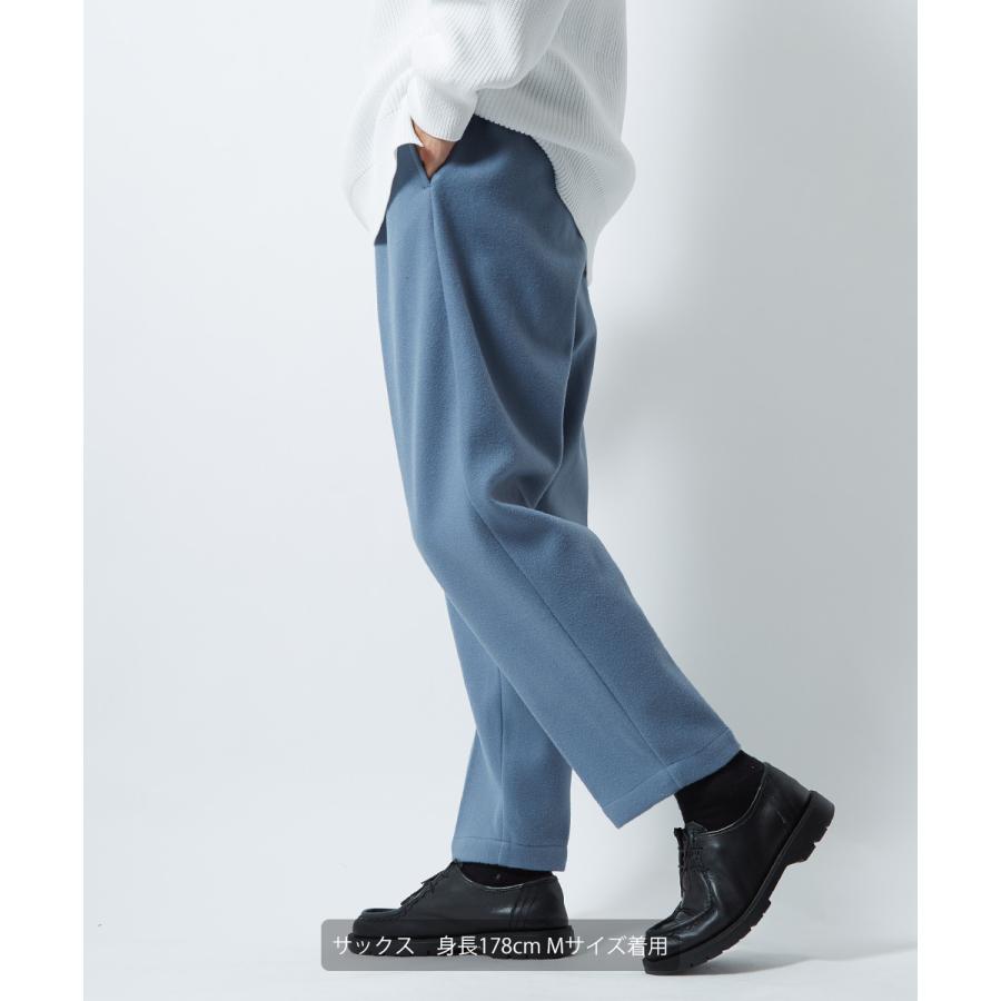 テーパードパンツ メンズ ウールタッチ アンクルパンツ 防寒 セットアップ可能 ウエストゴム くすみカラー 無地 黒 青 緑 アンクル丈 イージーパンツ improves | improves | 06