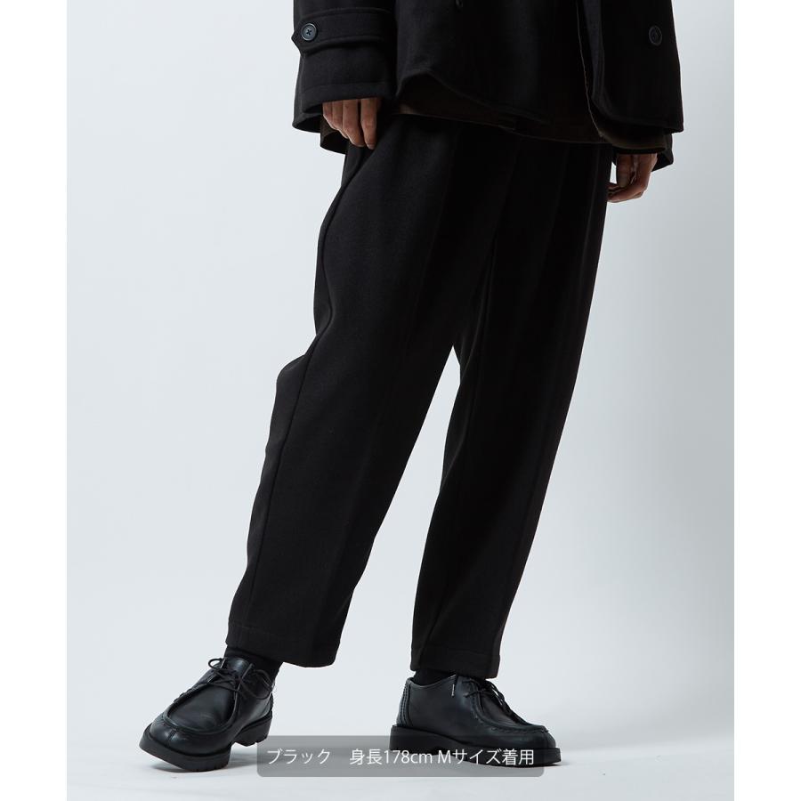テーパードパンツ メンズ ウールタッチ アンクルパンツ 防寒 セットアップ可能 ウエストゴム くすみカラー 無地 黒 青 緑 アンクル丈 イージーパンツ improves | improves | 07