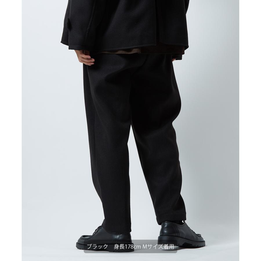 テーパードパンツ メンズ ウールタッチ アンクルパンツ 防寒 セットアップ可能 ウエストゴム くすみカラー 無地 黒 青 緑 アンクル丈 イージーパンツ improves | improves | 08