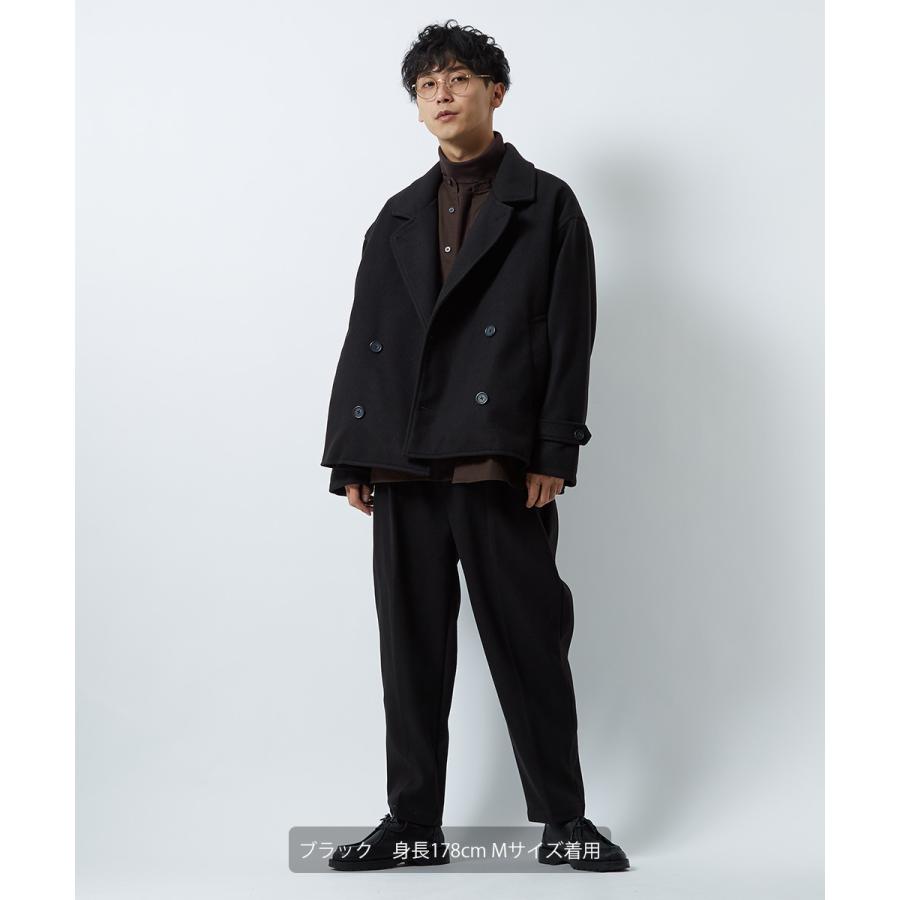 テーパードパンツ メンズ ウールタッチ アンクルパンツ 防寒 セットアップ可能 ウエストゴム くすみカラー 無地 黒 青 緑 アンクル丈 イージーパンツ improves | improves | 09