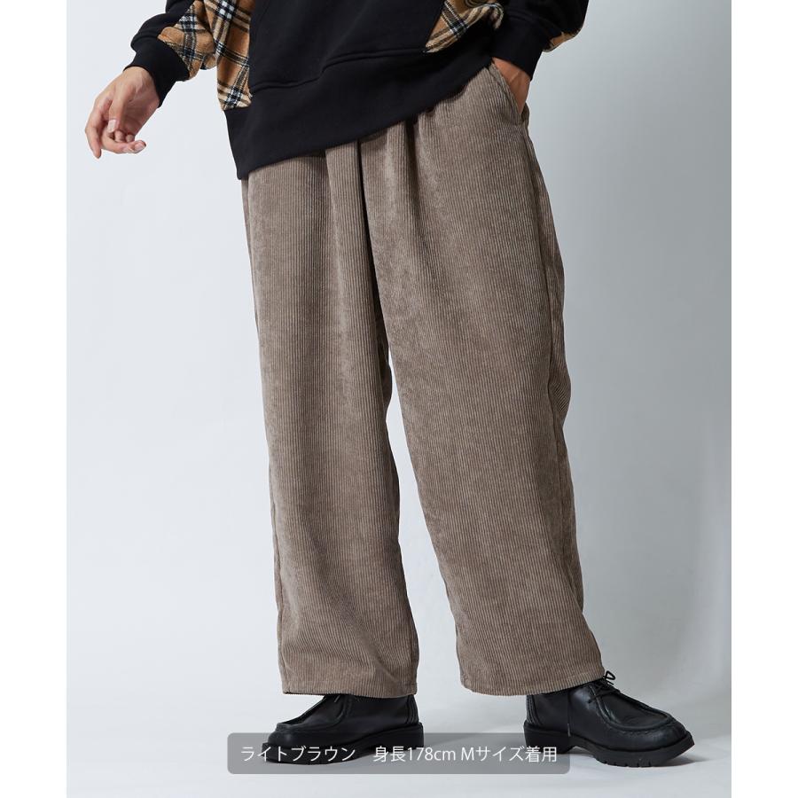 ワイドパンツ メンズ コーデュロイパンツ ウエストゴム 大きいサイズ ビッグシルエット 無地 白 黒 イージーパンツ improves | improves | 11