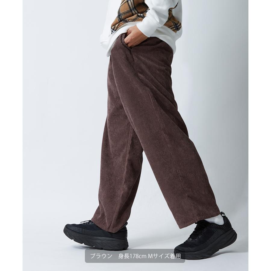 ワイドパンツ メンズ コーデュロイパンツ ウエストゴム 大きいサイズ ビッグシルエット 無地 白 黒 イージーパンツ improves | improves | 14