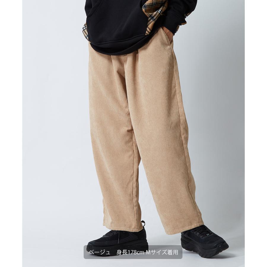 ワイドパンツ メンズ コーデュロイパンツ ウエストゴム 大きいサイズ ビッグシルエット 無地 白 黒 イージーパンツ improves | improves | 15