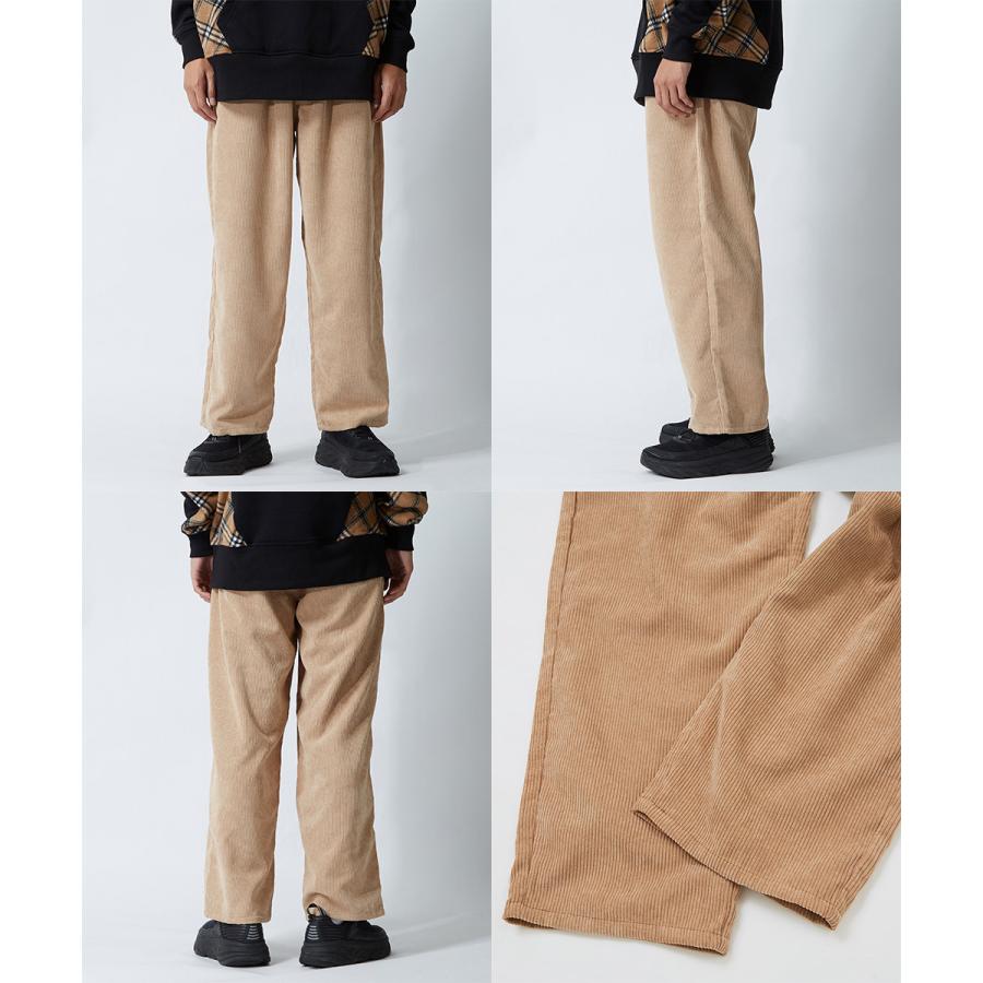 ワイドパンツ メンズ コーデュロイパンツ ウエストゴム 大きいサイズ ビッグシルエット 無地 白 黒 イージーパンツ improves | improves | 16