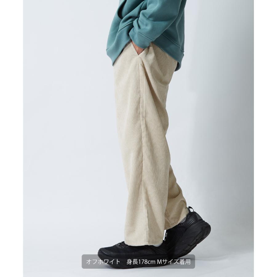 ワイドパンツ メンズ コーデュロイパンツ ウエストゴム 大きいサイズ ビッグシルエット 無地 白 黒 イージーパンツ improves | improves | 08
