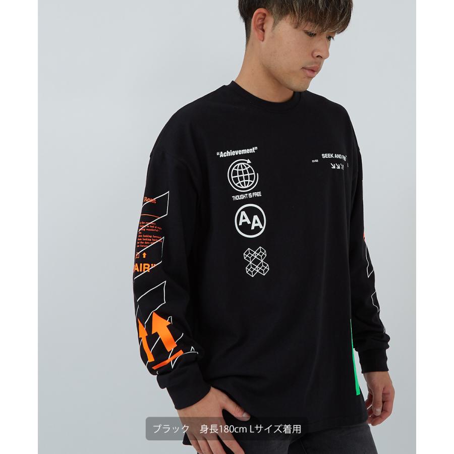 メンズ ロンT 肩落ち グラフィック 大きめ クルーネック N00240 improves ビッグTシャツ メンズ 長袖 クルーネック 厚手