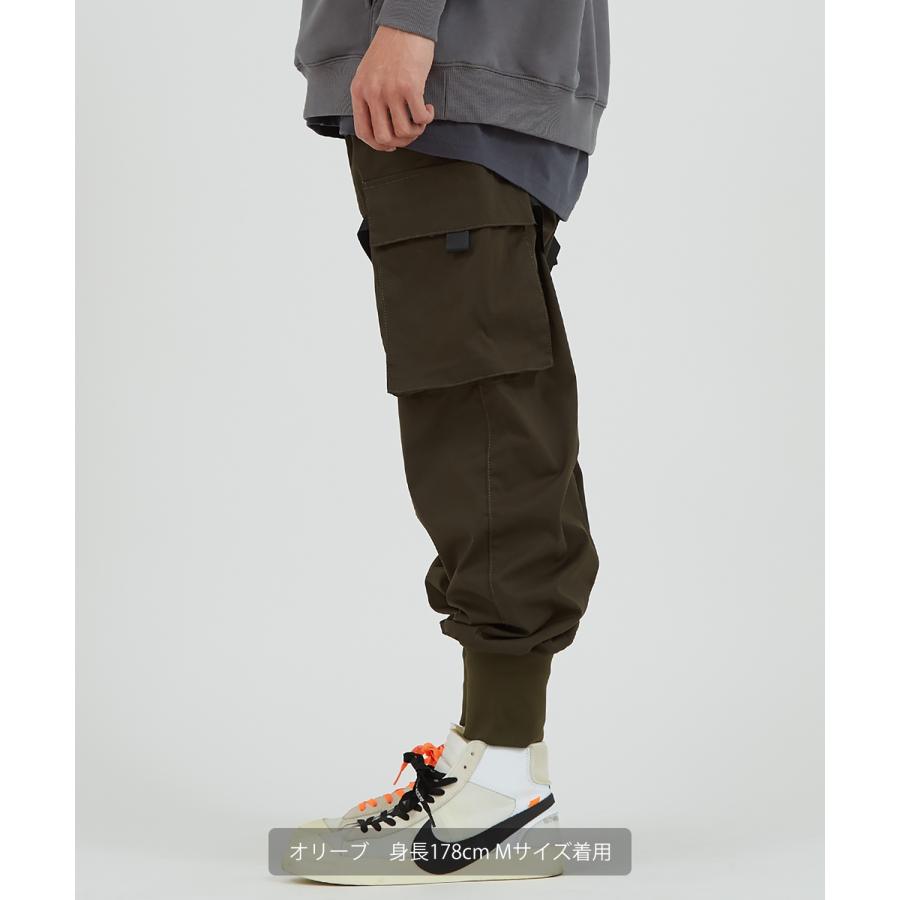 カーゴパンツ メンズ ウエストゴム 大きいサイズ ビッグシルエット オーバーサイズ 無地 黒 緑 リブパンツ ジョガーパンツ ミリタリー improves | improves | 02