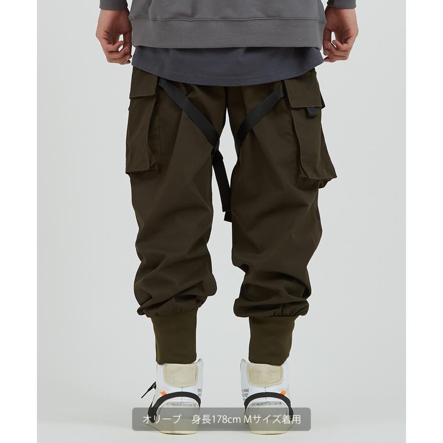 カーゴパンツ メンズ ウエストゴム 大きいサイズ ビッグシルエット オーバーサイズ 無地 黒 緑 リブパンツ ジョガーパンツ ミリタリー improves | improves | 03